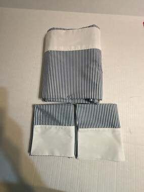 Thermalogic Navy Ticking Stripe flat sheet full size with matching pillow cases.